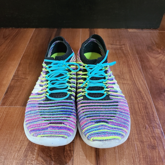 NIKE FreeRn Motion 2016 FLYKNIT Neon Rainbow Slip On Lace Up Womens Shoes Size 6 - Picture 8 of 15